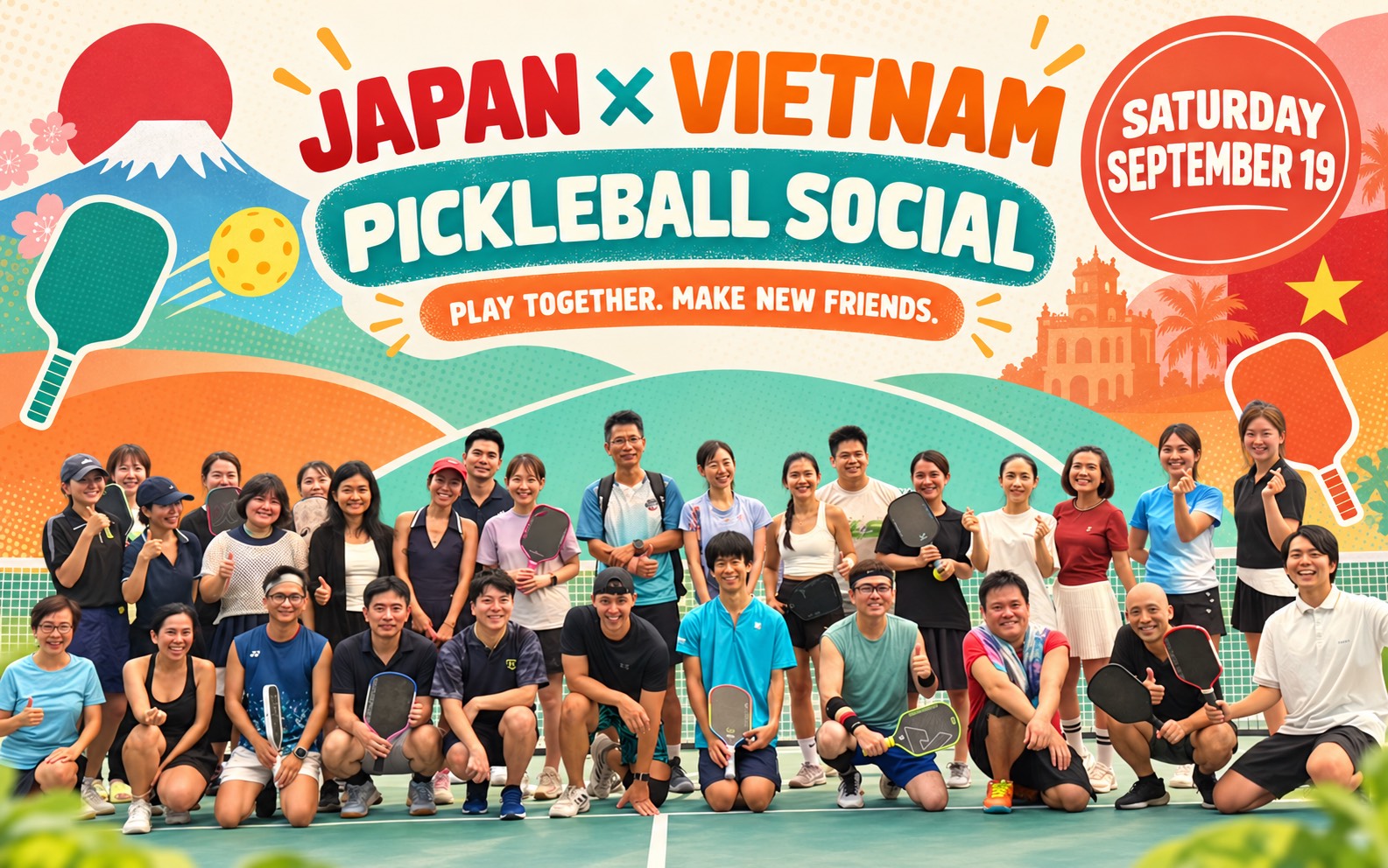 PICKLE PREMIUM - 🇻🇳🇯🇵Nhật Bản và Việt Nam pickleball circle -